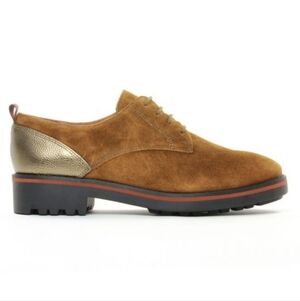 Emilie Karston Onaka Lace  Up Derby Shoes Caramel Nubuck Suede Leather 39/7.5